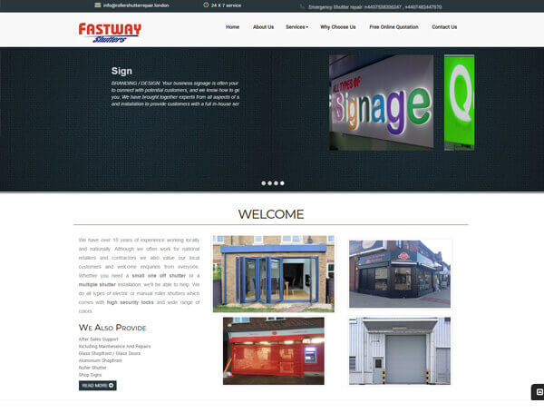 Fastway Shutters Website made by GTB Infotech Jalandhar